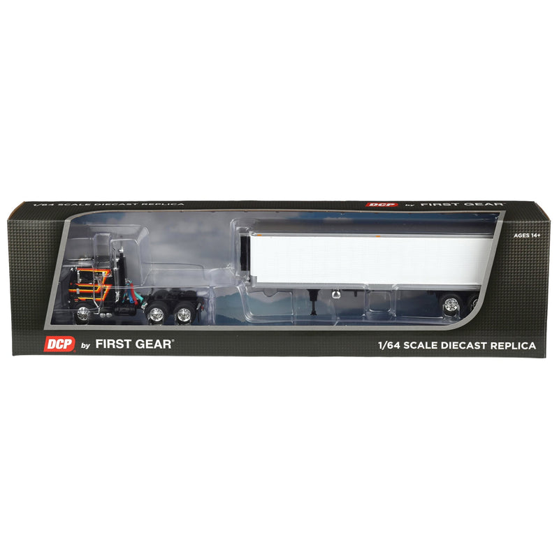 1/64 Black Peterbilt 352 COE 86in Sleeper with White 40ft Vintage Reefer Trailer, DCP by First Gear