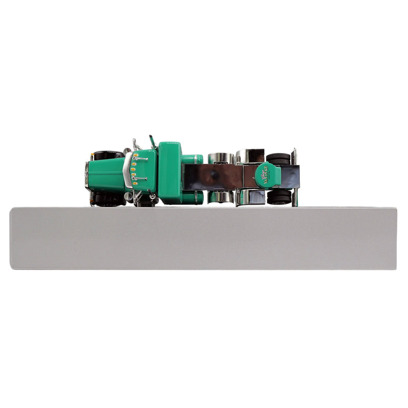 1/64 Green Peterbilt 379 Semi Truck with Van Dyke Trucking Curtain-Side Trailer, DCP by First Gear