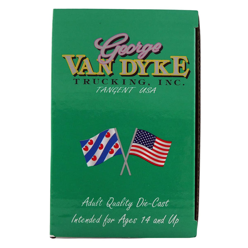 1/64 Green Peterbilt 379 Semi Truck with Van Dyke Trucking Curtain-Side Trailer, DCP by First Gear