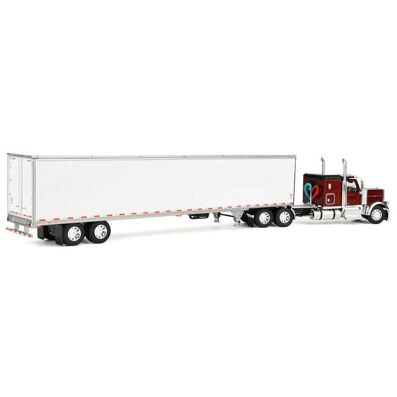 1/64 Peterbilt 589 Semi Truck with 58in Flattop Sleeper & 53ft Utility Trailer, Legendary Red, DCP by First Gear