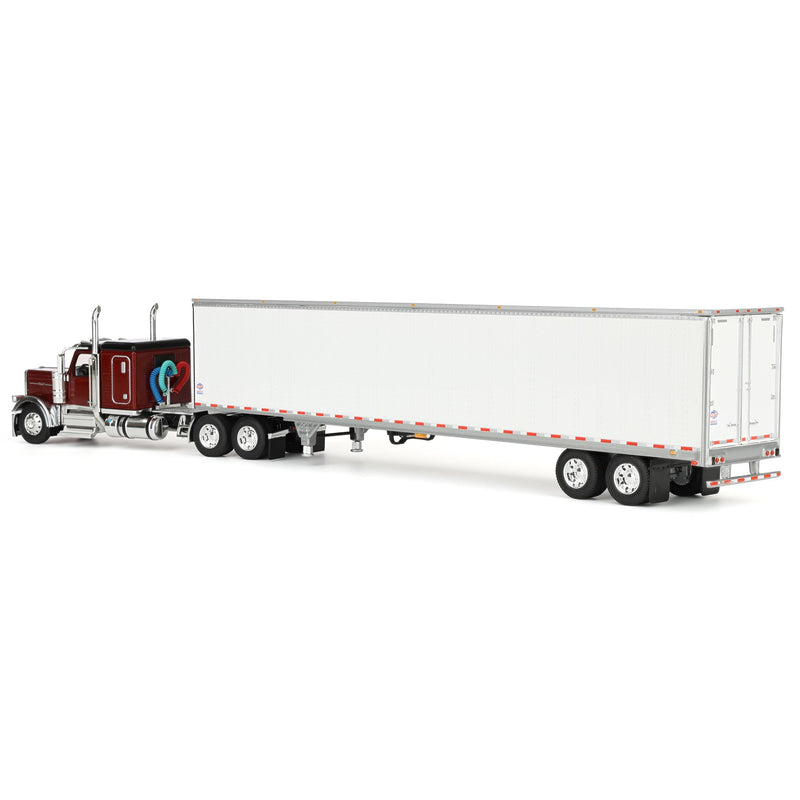 1/64 Peterbilt 589 Semi Truck with 58in Flattop Sleeper & 53ft Utility Trailer, Legendary Red, DCP by First Gear