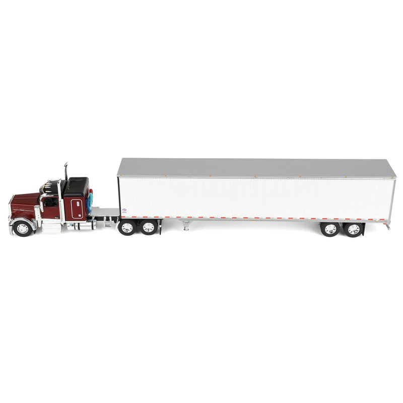 1/64 Peterbilt 589 Semi Truck with 58in Flattop Sleeper & 53ft Utility Trailer, Legendary Red, DCP by First Gear