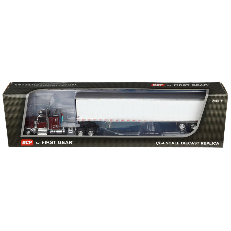 1/64 Peterbilt 589 Semi Truck with 58in Flattop Sleeper & 53ft Utility Trailer, Legendary Red, DCP by First Gear