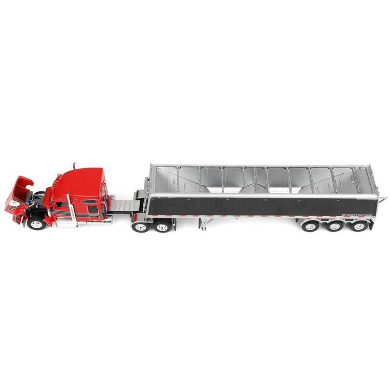1/64 Kenworth W990 Semi Truck & Lode King Hopper Trailer, Red/Black, DCP by First Gear