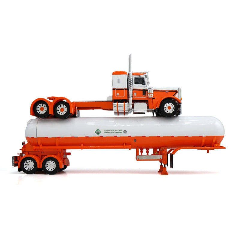 1/64 Peterbilt 389 Semi Truck with Mississippi LP Propane Tanker, White/Orange, DCP by First Gear