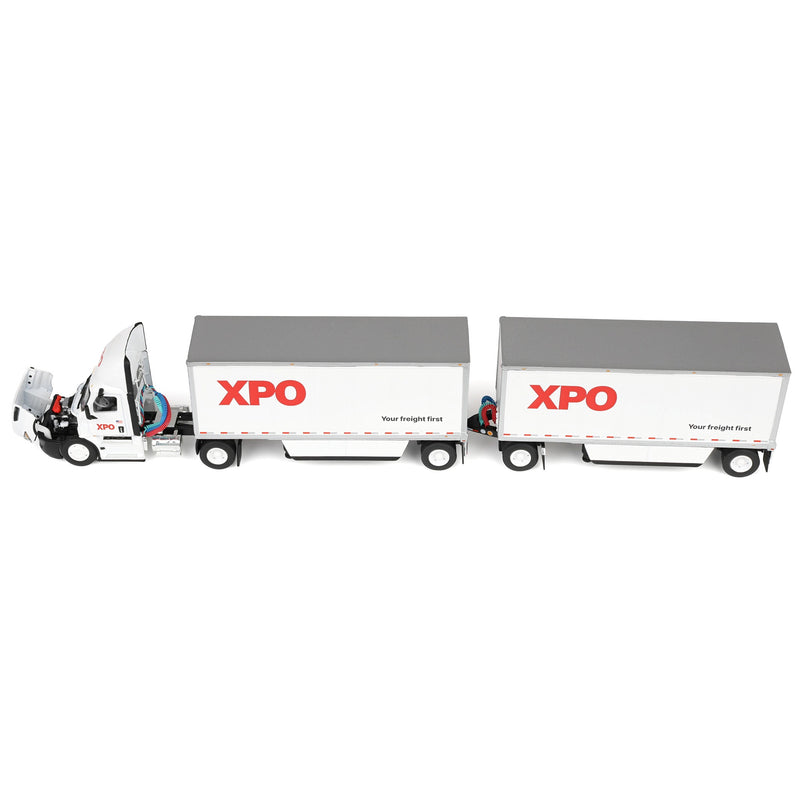 1/64 XPO Freightliner Cascadia Semi Truck with Pup Trailers, USA Version, DCP by First Gear