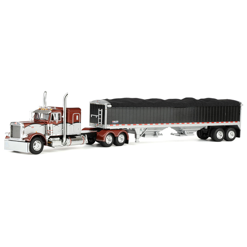 1/64 Peterbilt 379 Semi Truck with 43ft Tandem Axle Wilson Pacesetter Grain Trailer, Burnt Orange, DCP by First Gear