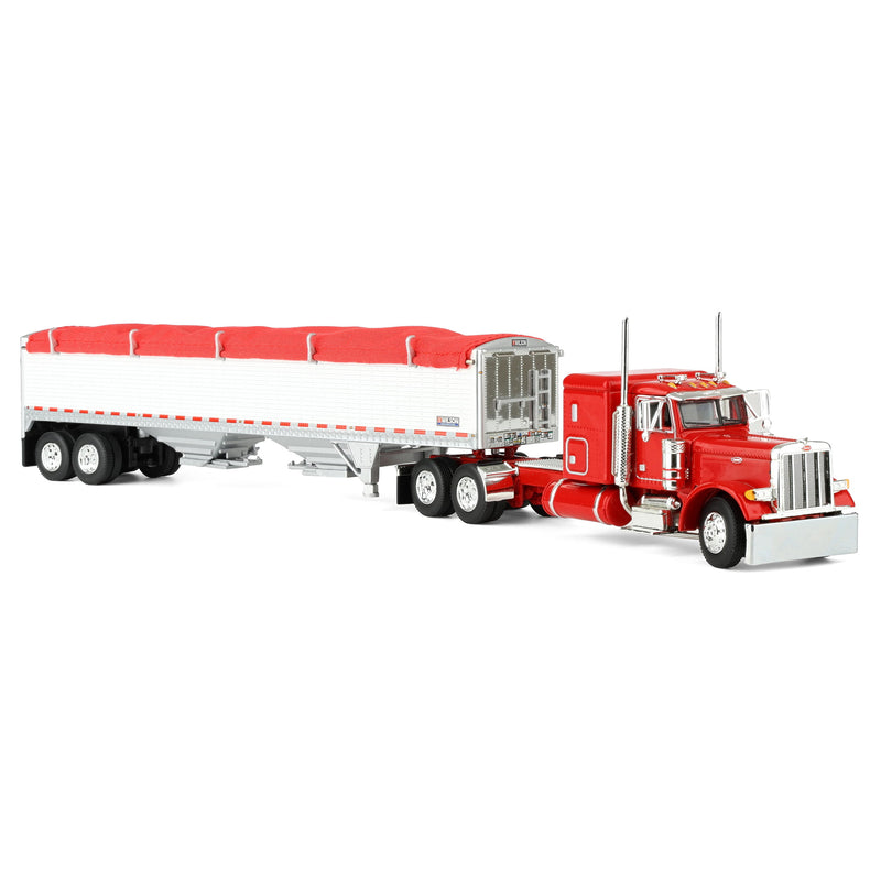 1/64 Peterbilt 379 Semi Truck with 43ft Tandem Axle Wilson Pacesetter Grain Trailer, Red, DCP by First Gear