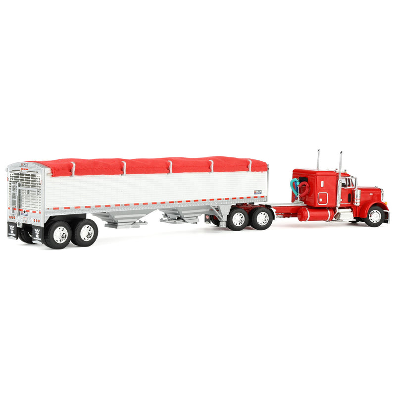 1/64 Peterbilt 379 Semi Truck with 43ft Tandem Axle Wilson Pacesetter Grain Trailer, Red, DCP by First Gear