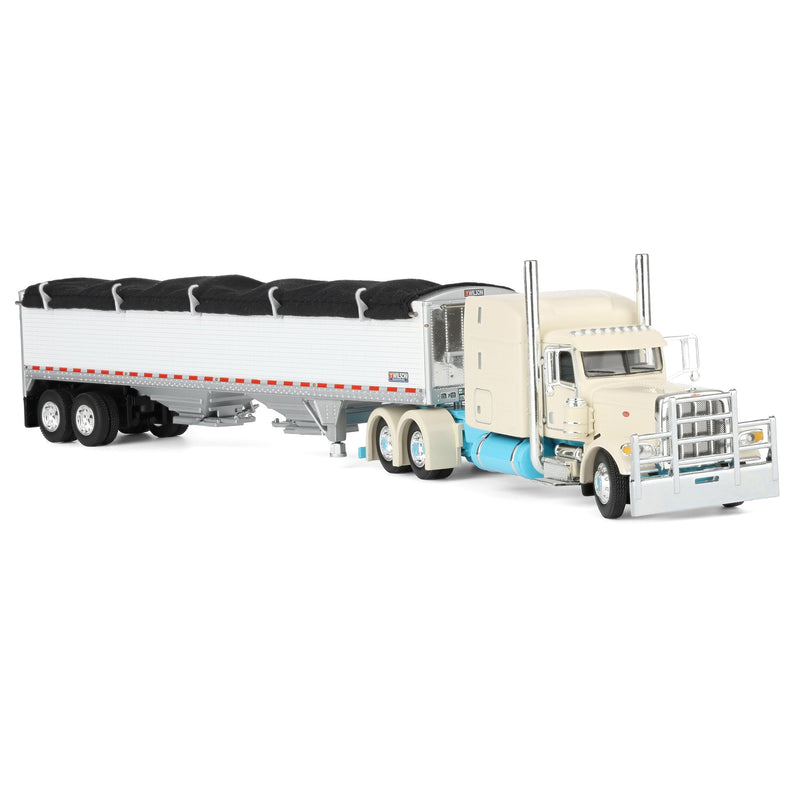 1/64 Peterbilt 389 Semi Truck with Wilson Pacesetter Grain Trailer, Capitola Trucking, DCP by First Gear Dealer Exclusive