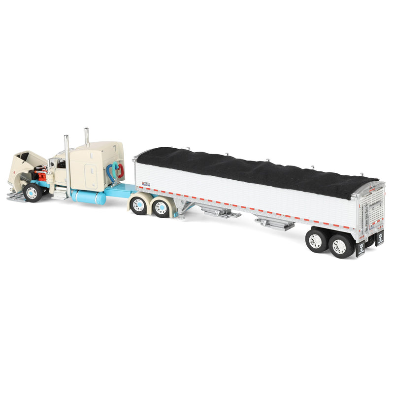 1/64 Peterbilt 389 Semi Truck with Wilson Pacesetter Grain Trailer, Capitola Trucking, DCP by First Gear Dealer Exclusive