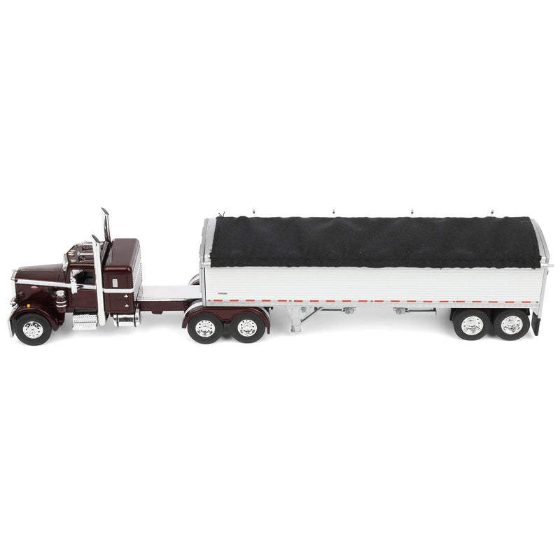 1/64 Peterbilt 351 Semi Truck with 34ft Wilson Pacesetter Grain Trailer, Cherry/White, DCP by First Gear