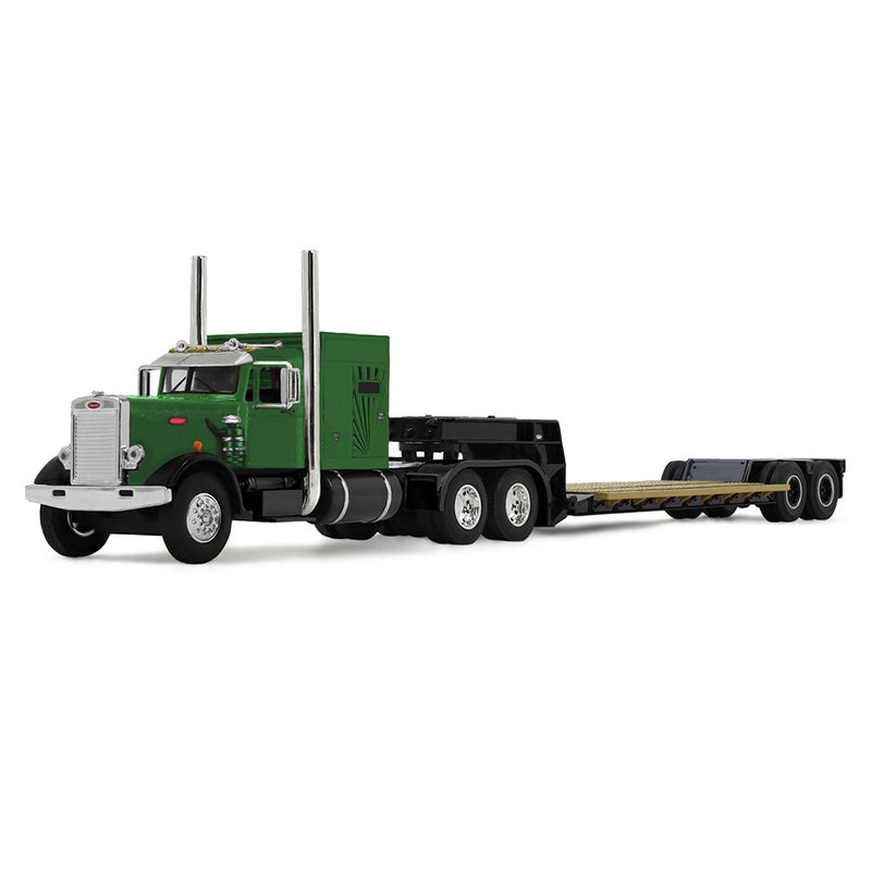 1/64 Peterbilt 351 Semi Truck with Rogers Vintage Lowboy Trailer, Green/Black, DCP by First Gear