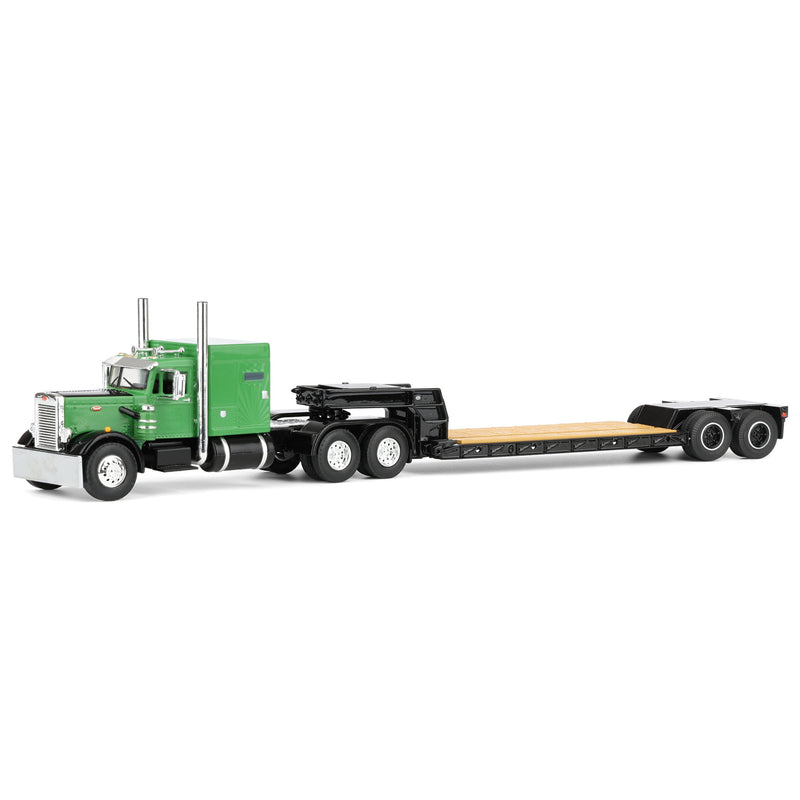 1/64 Peterbilt 351 Semi Truck with Rogers Vintage Lowboy Trailer, Green/Black, DCP by First Gear