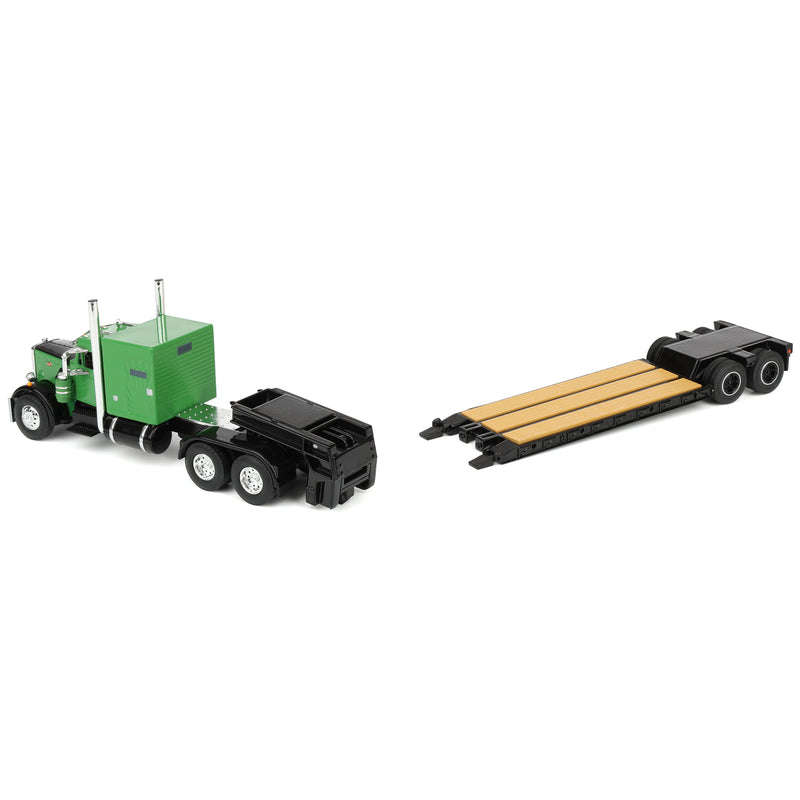 1/64 Peterbilt 351 Semi Truck with Rogers Vintage Lowboy Trailer, Green/Black, DCP by First Gear