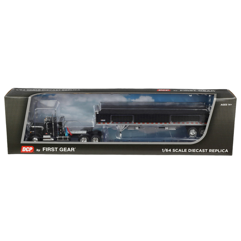 1/64 GMC General Semi Truck with Tandem Axle Wilson Pacesetter Grain Trailer, Black/White, DCP by First Gear
