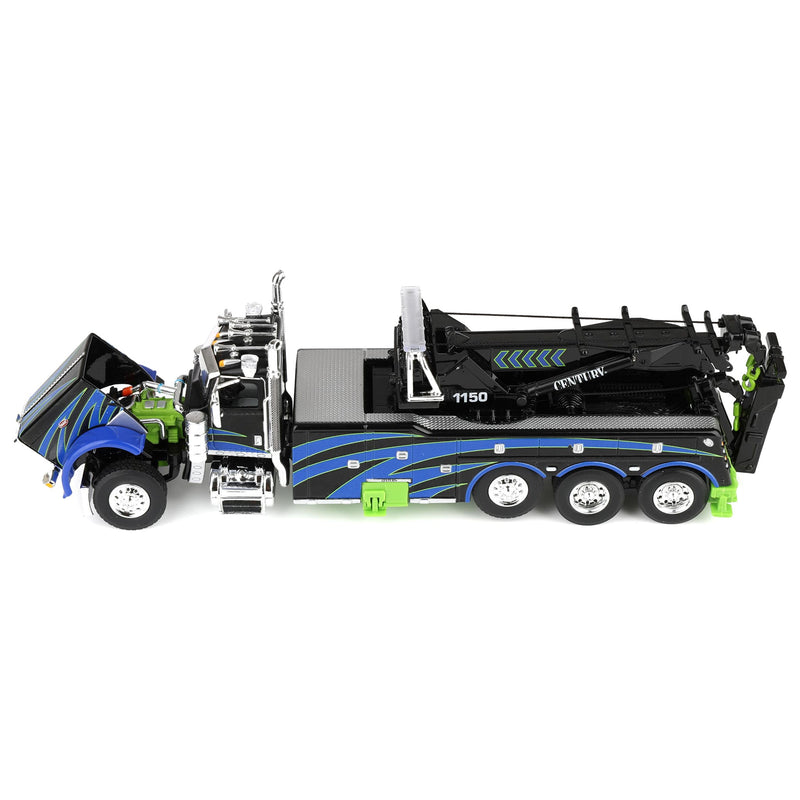 1/64 Peterbilt 389 Truck with Miller Century 1150 Rotator Wrecker, Black/Blue/Green, DCP by First Gear