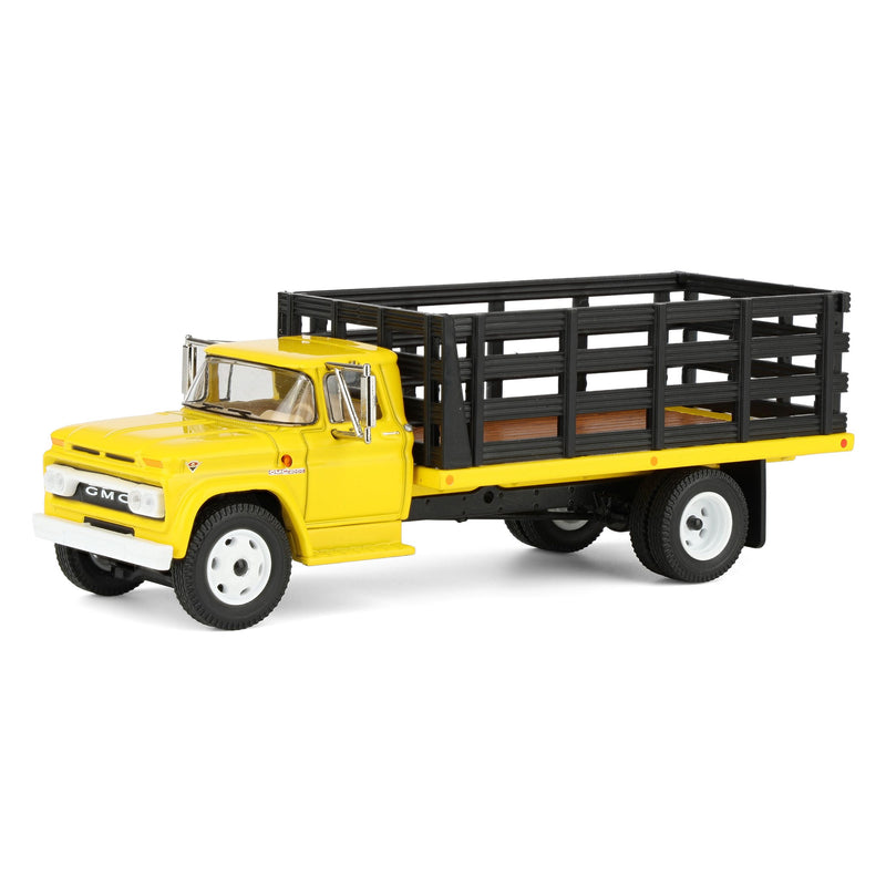 1/64 GMC 4000 Stake Truck, Bright Yellow & Black, DCP by First Gear