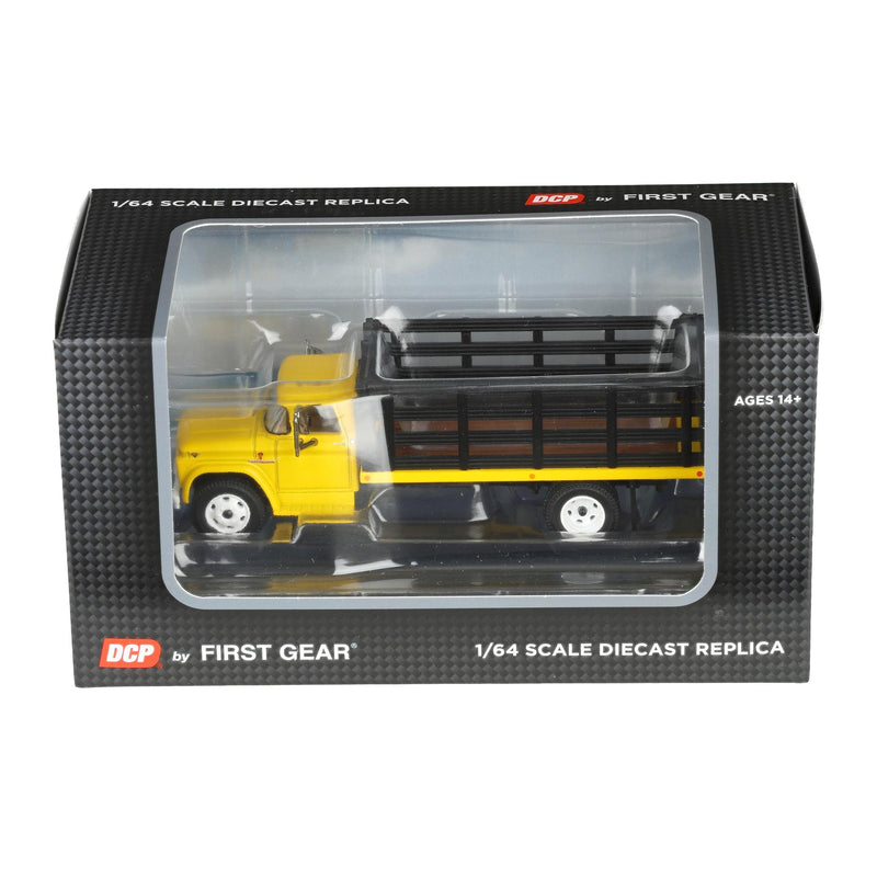 1/64 GMC 4000 Stake Truck, Bright Yellow & Black, DCP by First Gear