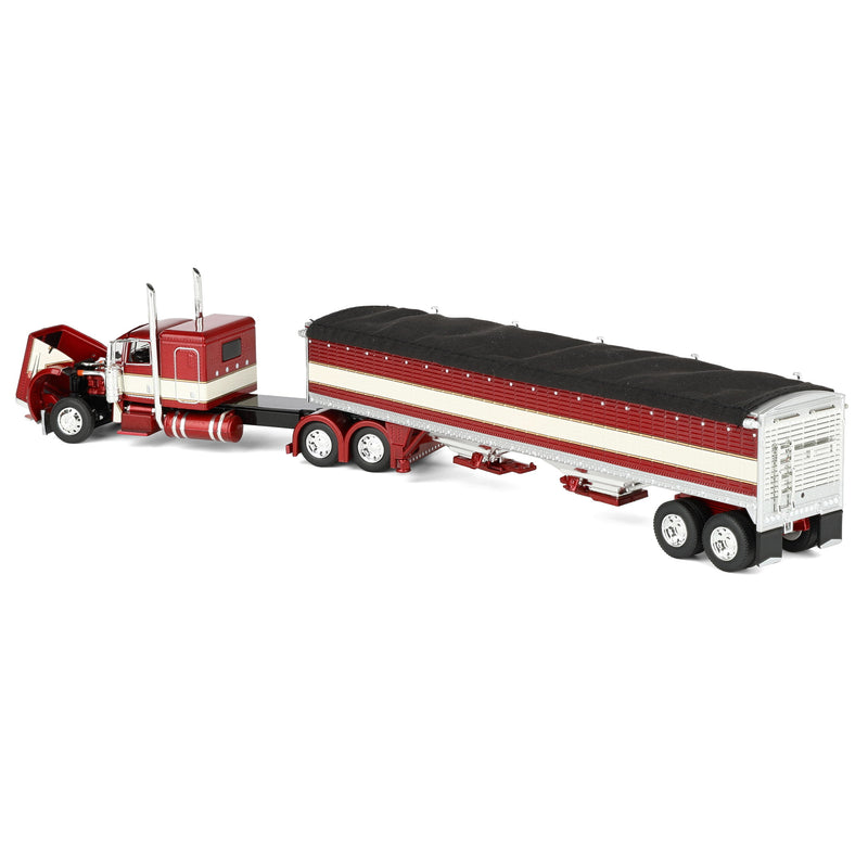 1/64 Peterbilt 389 Semi Truck with 43ft Wilson Pacesetter Grain Trailer, Maroon & Cream, DCP by First Gear