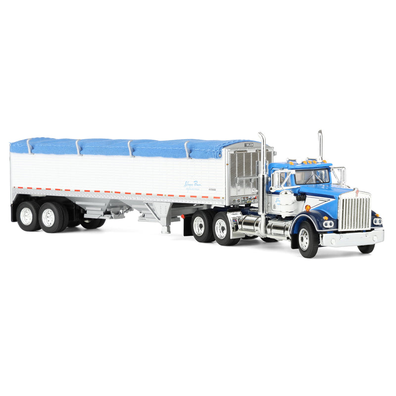 1/64 Kenworth W900A Semi Truck with 43ft Wilson Pacesetter Grain Trailer, Blue/White, DCP by First Gear, Shupe Bros. Trucking