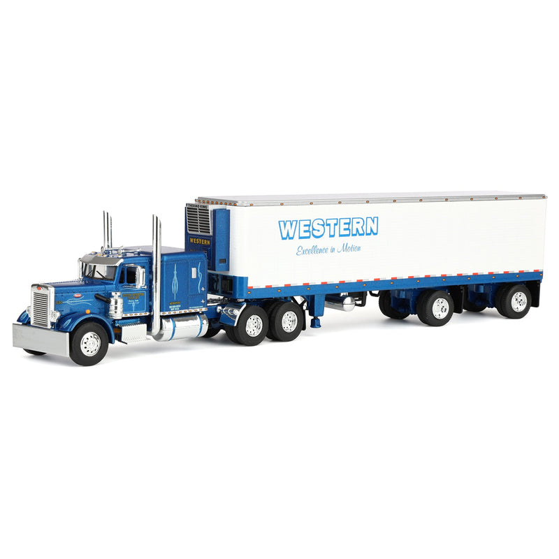 1/64 Peterbilt Model 351 Semi Truck with 40ft Vintage Reefer Trailer, Western Distributing, DCP by First Gear