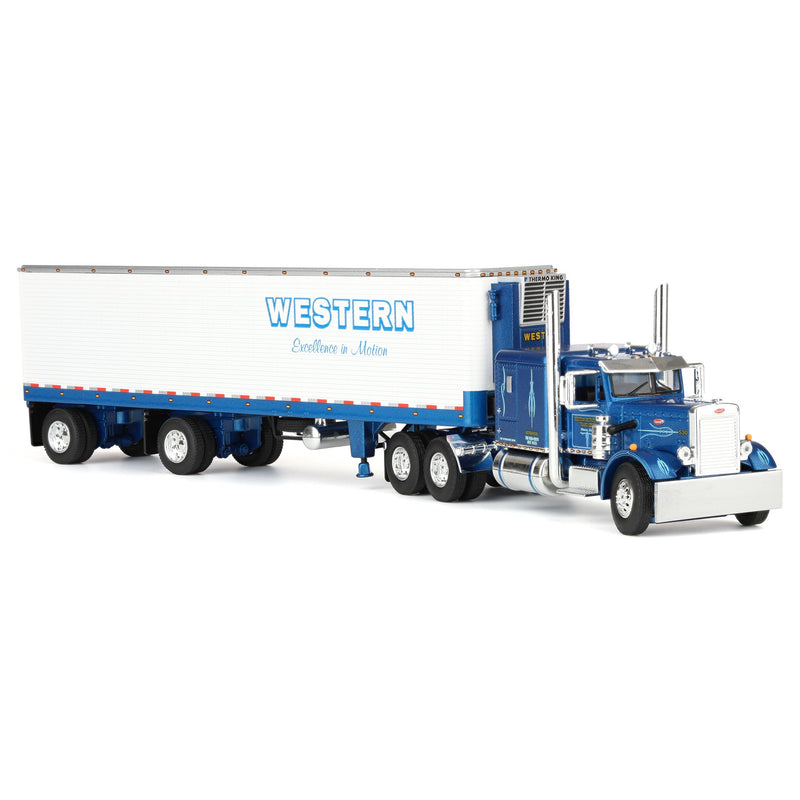 1/64 Peterbilt Model 351 Semi Truck with 40ft Vintage Reefer Trailer, Western Distributing, DCP by First Gear