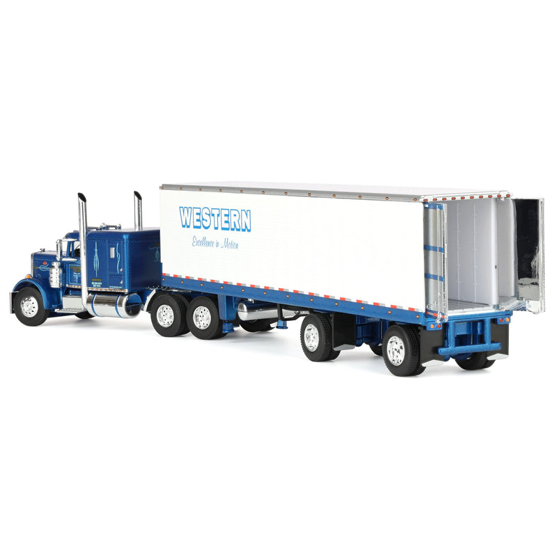 1/64 Peterbilt Model 351 Semi Truck with 40ft Vintage Reefer Trailer, Western Distributing, DCP by First Gear