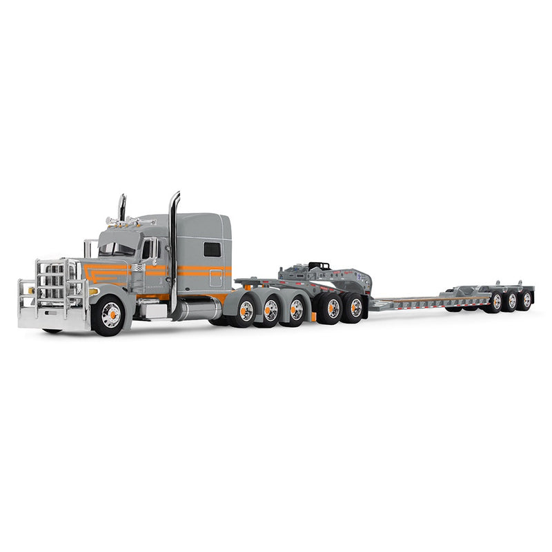1/64 Peterbilt 389 Semi Truck with Fontaine magnitude Tri-Axle Lowboy Trailer & Jeep, Capitola Trucking, DCP by First Gear Dealer Exclusive