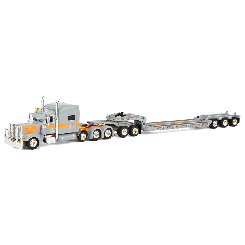1/64 Peterbilt 389 Semi Truck with Fontaine magnitude Tri-Axle Lowboy Trailer & Jeep, Capitola Trucking, DCP by First Gear Dealer Exclusive