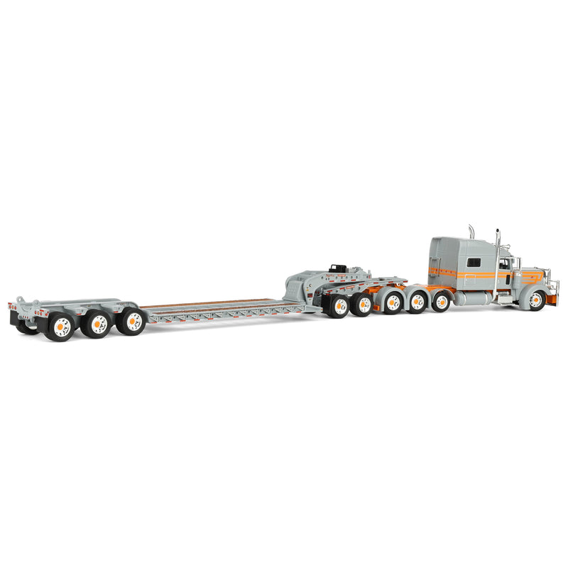1/64 Peterbilt 389 Semi Truck with Fontaine magnitude Tri-Axle Lowboy Trailer & Jeep, Capitola Trucking, DCP by First Gear Dealer Exclusive