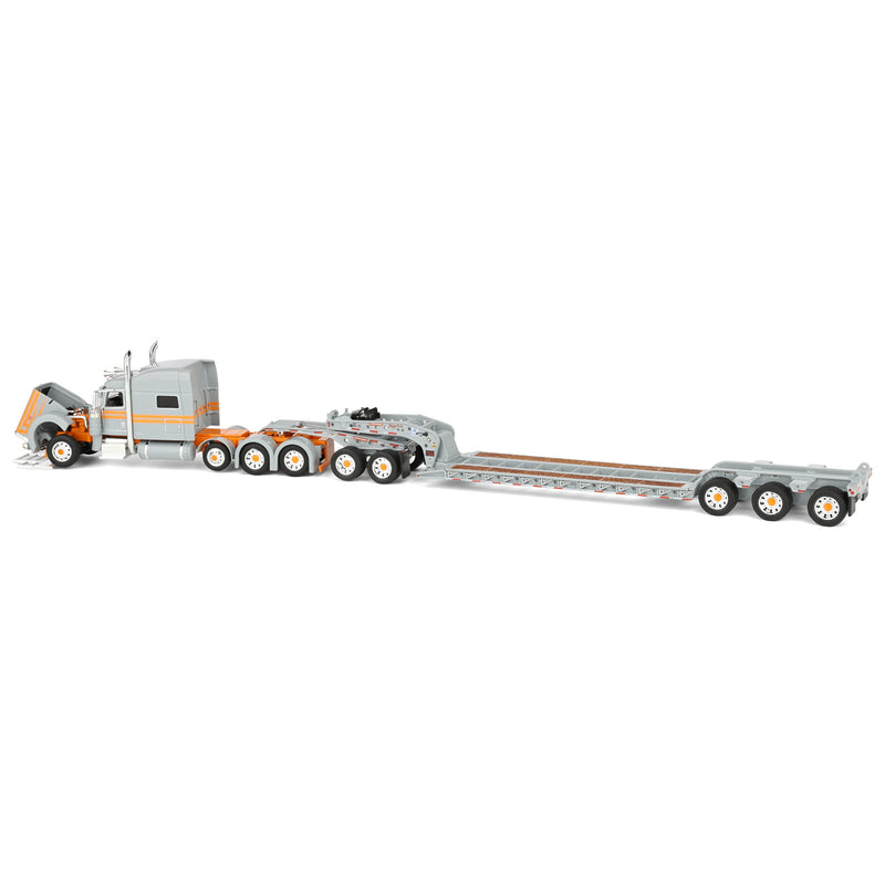 1/64 Peterbilt 389 Semi Truck with Fontaine magnitude Tri-Axle Lowboy Trailer & Jeep, Capitola Trucking, DCP by First Gear Dealer Exclusive