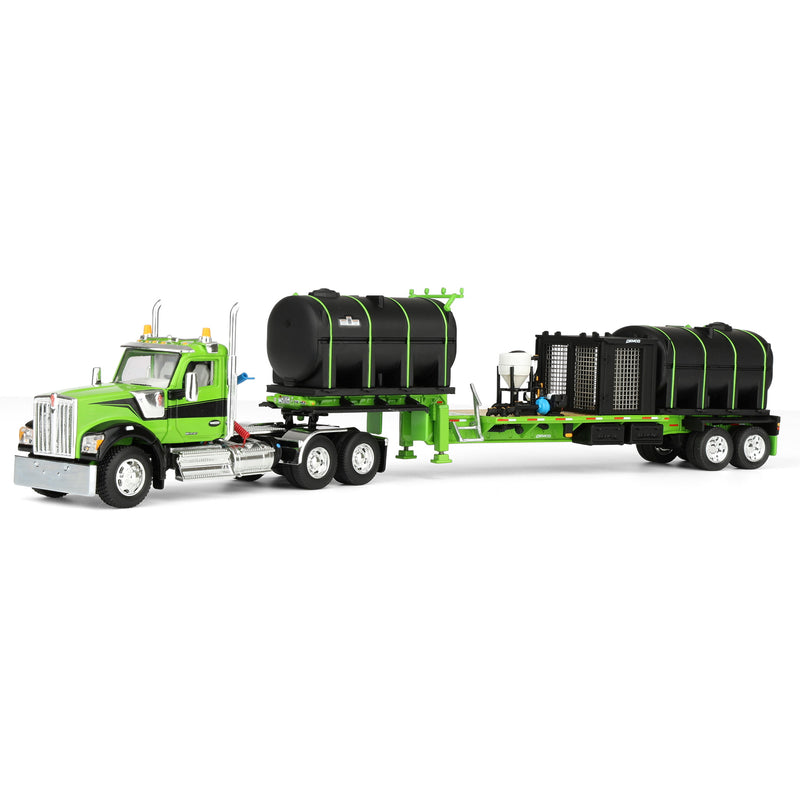 1/64 Kenworth W990 Semi Truck with DEMCO Liquid Fertilizer Tender Trailer, Green/Black, DCP by First Gear