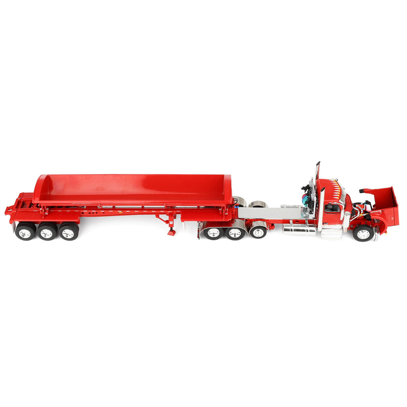 1/64 Peterbilt 589 Day Cab Semi Truck with SmithCo Side Dump Trailer, Red with Red Trailer, DCP by First Gear