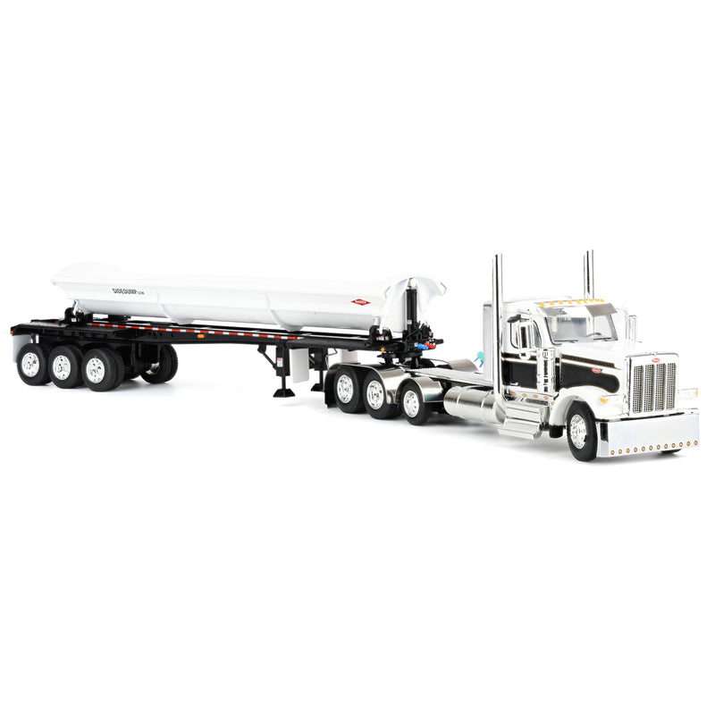 1/64 Peterbilt 589 Day Cab Semi Truck with SmithCo Side Dump Trailer, White & Black with White Trailer, DCP by First Gear