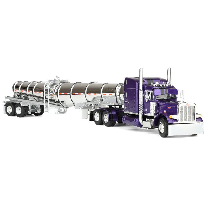 1/64 Peterbilt 379 Semi Truck with 63in Mid-Roof Sleeper Cab & Polar Deep Drop Trailer, Wild Orchid, DCP by First Gear
