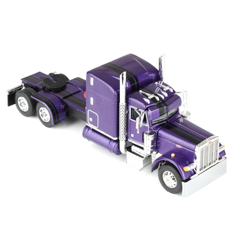 1/64 Peterbilt 379 Semi Truck with 63in Mid-Roof Sleeper Cab & Polar Deep Drop Trailer, Wild Orchid, DCP by First Gear
