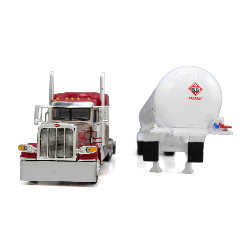 1/64 Peterbilt 389 Semi Truck with Mississippi LP Propane Tanker, Mocha Pearl & Heil Red, DCP by First Gear