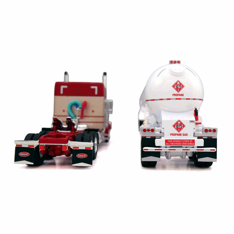 1/64 Peterbilt 389 Semi Truck with Mississippi LP Propane Tanker, Mocha Pearl & Heil Red, DCP by First Gear