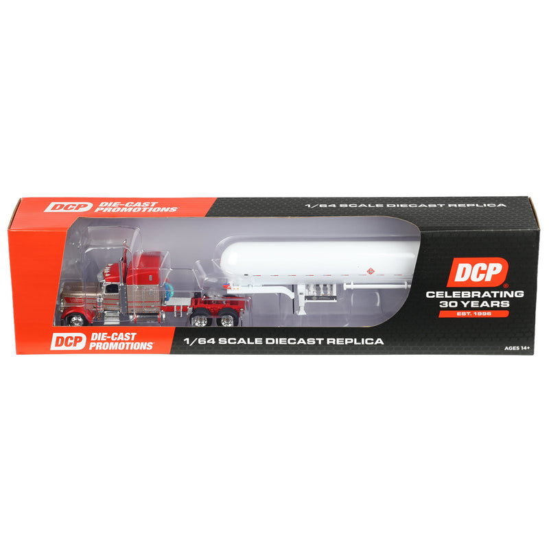 1/64 Peterbilt 389 Semi Truck with Mississippi LP Propane Tanker, Mocha Pearl & Heil Red, DCP by First Gear