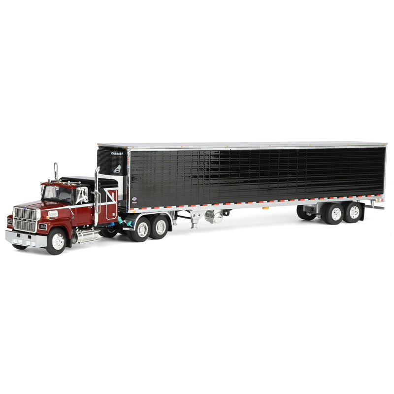 1/64 Ford LTL 9000 Semi Truck with 48in Flat Top Sleeper & 53ft Utility Reefer Trailer, Volcano Red, DCP by First Gear