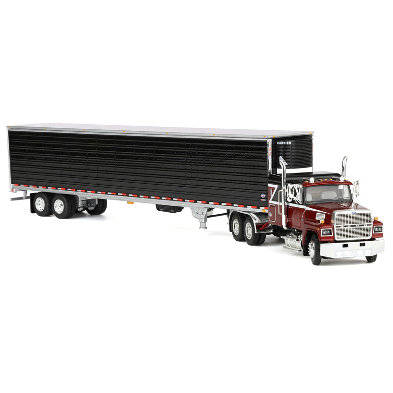 1/64 Ford LTL 9000 Semi Truck with 48in Flat Top Sleeper & 53ft Utility Reefer Trailer, Volcano Red, DCP by First Gear