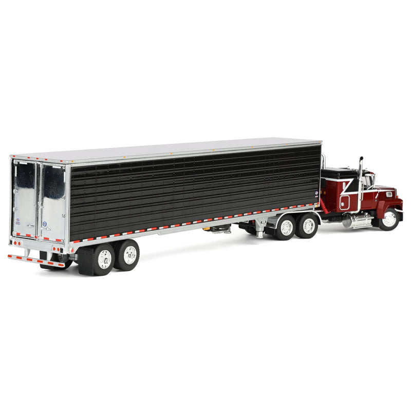 1/64 Ford LTL 9000 Semi Truck with 48in Flat Top Sleeper & 53ft Utility Reefer Trailer, Volcano Red, DCP by First Gear