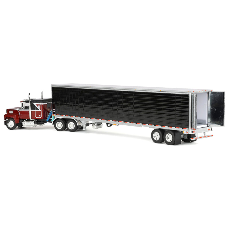 1/64 Ford LTL 9000 Semi Truck with 48in Flat Top Sleeper & 53ft Utility Reefer Trailer, Volcano Red, DCP by First Gear