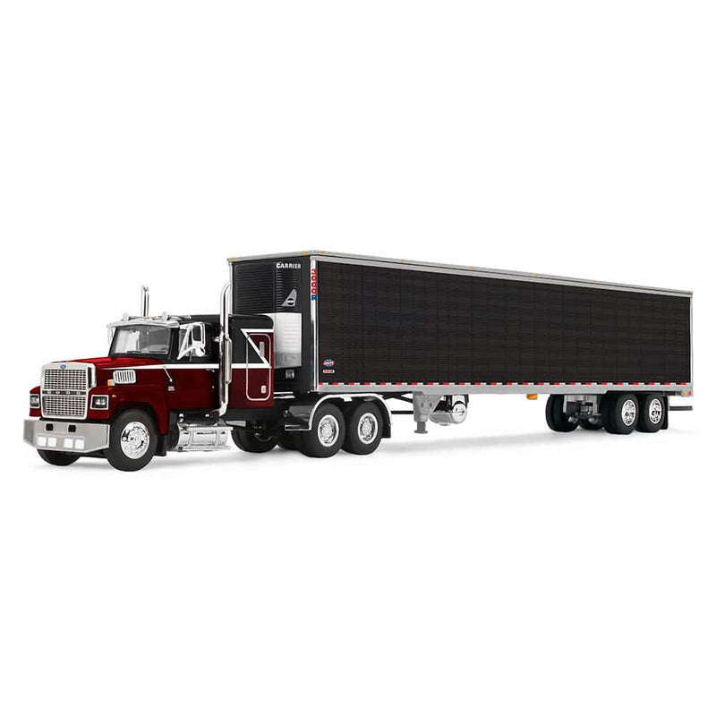 1/64 Ford LTL 9000 Semi Truck with 48in Flat Top Sleeper & 53ft Utility Reefer Trailer, Volcano Red, DCP by First Gear