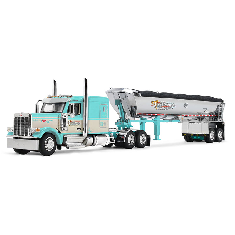 1/64 Peterbilt 589 Flat Top Semi Truck & MAC Half Round End Dump Trailer, Bobby Hoelscher Trucking Inc. Blue/Cream, DCP by First Gear Dealer Exclusive