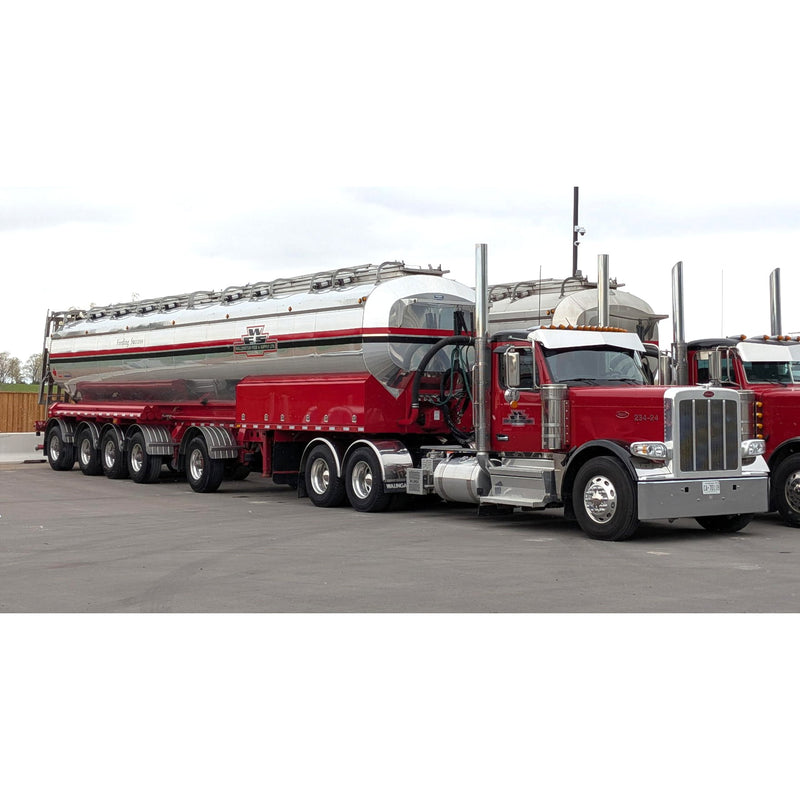 1/64 Peterbilt 589 Semi Truck with Chromed Five-Axle Walinga Feed Trailer, Wallenstein Feeds, DCP by First Gear