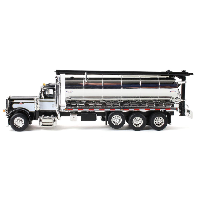 1/64 Peterbilt 389 Tri-Axle Bulk Feed Truck with Chrome Ledwell Feed Body, Black with Seminole Striping, DCP by First Gear