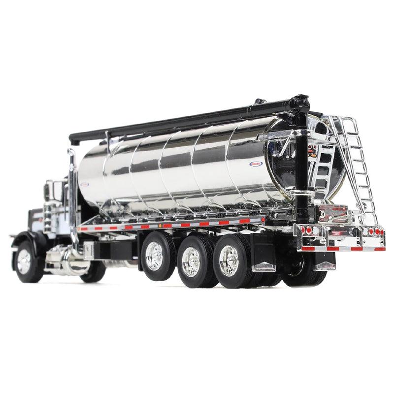 1/64 Peterbilt 389 Tri-Axle Bulk Feed Truck with Chrome Ledwell Feed Body, Black with Seminole Striping, DCP by First Gear