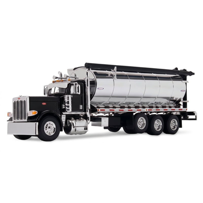 1/64 Black Peterbilt 389 with Ledwell Chrome Bulk Haul Feed Tank, DCP by 1st Gear, Outback Toys Exclusive, 1 of 252
